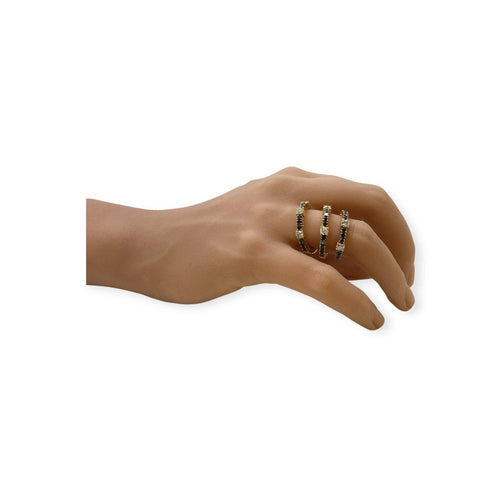 Bague 56 Bague serpentin en or jaune 750 sertie de diamants blancs et noirs 58 Facettes 330091378
