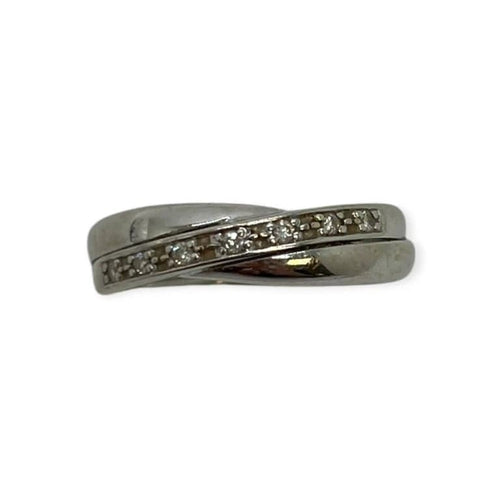 Bague 49 Bague croisée sertie de diamants en or blanc 750 58 Facettes 330090500