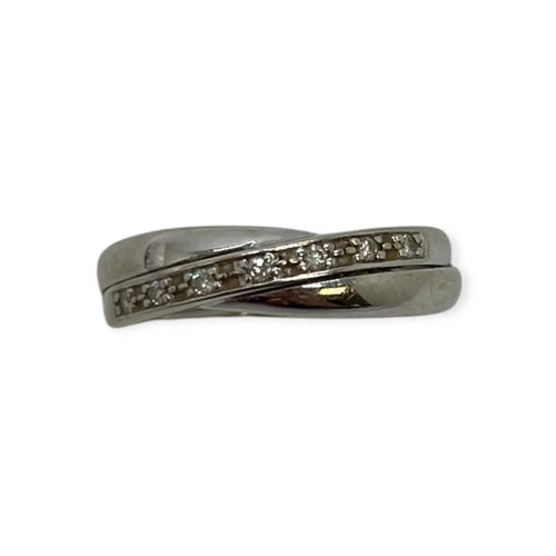 Bague 49 Bague croisée sertie de diamants en or blanc 750 58 Facettes 330090500
