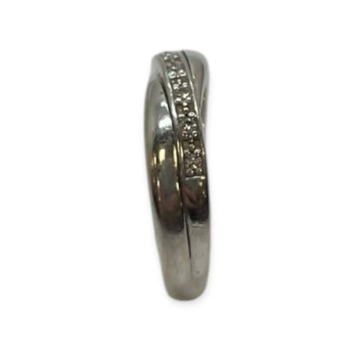 Bague 49 Bague croisée sertie de diamants en or blanc 750 58 Facettes 330090500