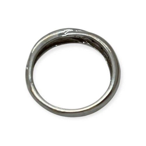 Bague 49 Bague croisée sertie de diamants en or blanc 750 58 Facettes 330090500