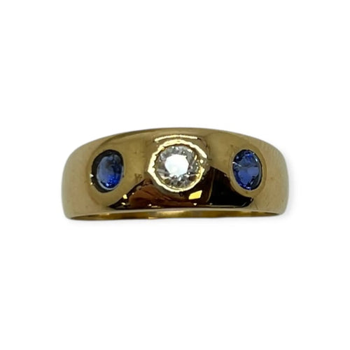 Bague 54 Bague trilogie saphirs et diamant en or jaune 750 58 Facettes 330087911