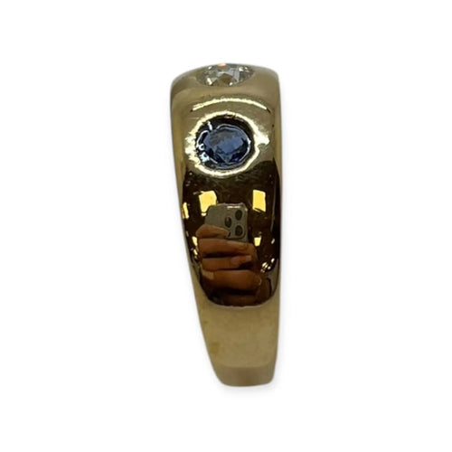 Bague 54 Bague trilogie saphirs et diamant en or jaune 750 58 Facettes 330087911