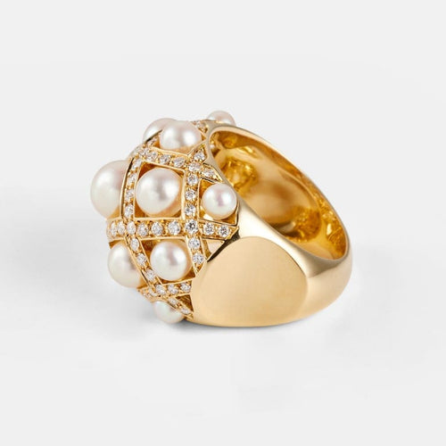 Bague 51 Chanel Baroque - Bague en or jaune 18k, perles et diamants 58 Facettes 268