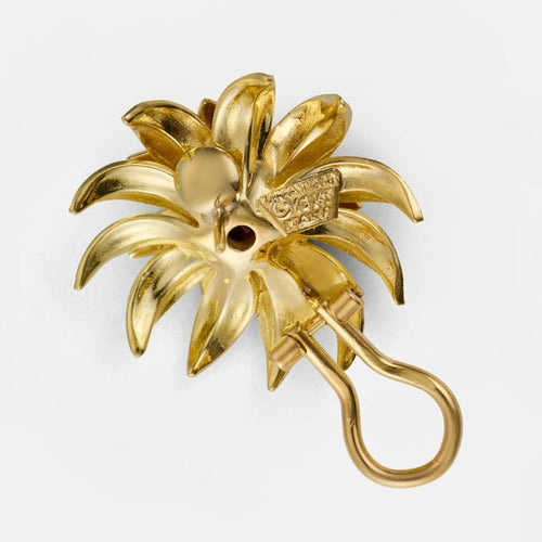 Boucles d'oreilles Tiffany & Co. - Boucles d'oreilles fleurs en or jaune 18k et rubis 58 Facettes 243