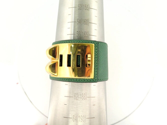 Bracelet Hermès Collier de Chien Médor - Bracelet en cuir Epsom vert 58 Facettes 273702