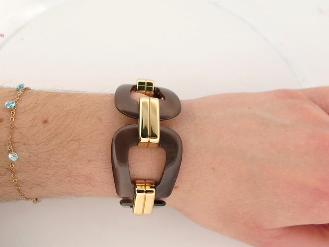 Bracelet Hermès Écuyère - Bracelet en corne et métal doré 58 Facettes 273708
