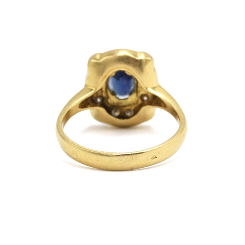Bague 60.5 Bague en or jaune 750‰ avec saphir et diamants 58 Facettes 260084R