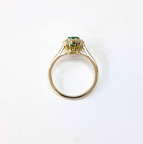 Bague 55 Bague marguerite entourage émeraude et diamants en or jaune 18K 58 Facettes BAG.MARGT.E.FIL-FA.70
