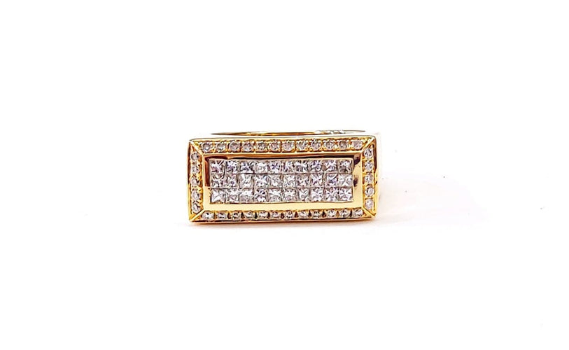 Bague 53 Bague jonc rectangulaire en or 18K et diamants 58 Facettes Bag Jonc rectgl.dt