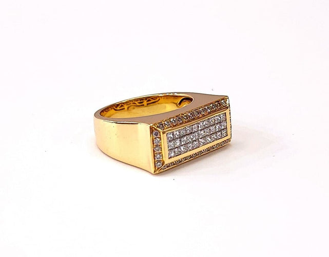 Bague 53 Bague jonc rectangulaire en or 18K et diamants 58 Facettes Bag Jonc rectgl.dt