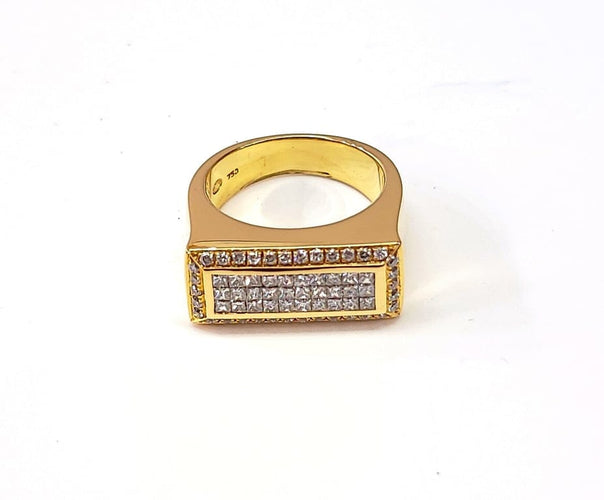 Bague 53 Bague jonc rectangulaire en or 18K et diamants 58 Facettes Bag Jonc rectgl.dt
