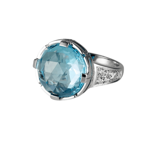Bague 53 Bvlgari Parentesi - Bague cocktail en or blanc, topaze et diamants 58 Facettes 273