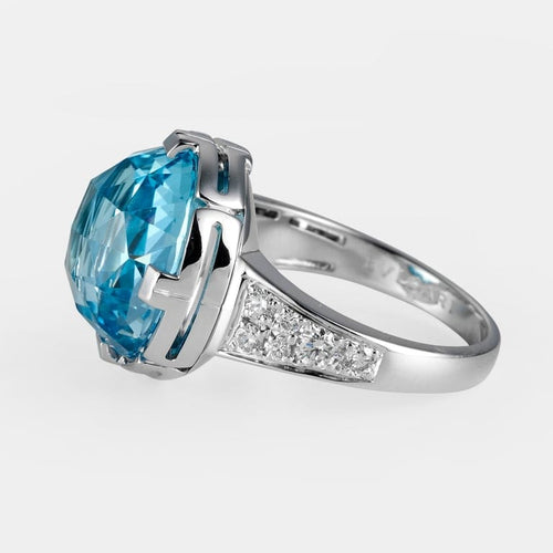 Bague 53 Bvlgari Parentesi - Bague cocktail en or blanc, topaze et diamants 58 Facettes 273