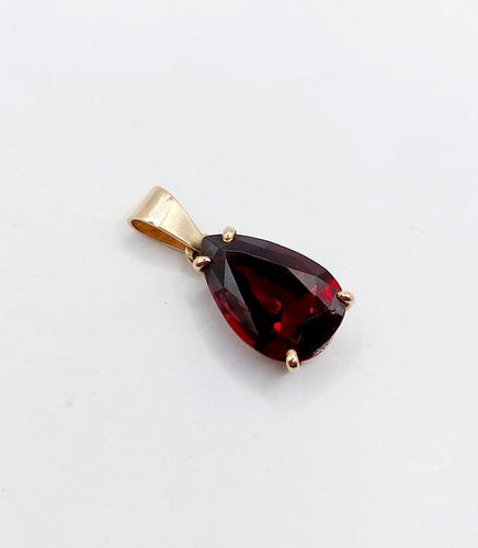 Pendentif Pendentif vintage en or rose 18k au grenat poire 6,60 ct 58 Facettes A06813