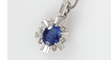 Pendentif Pendentif en or gris 750, saphir ovale et diamants 58 Facettes LP213