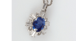 Pendentif Pendentif en or gris 750, saphir ovale et diamants 58 Facettes LP213