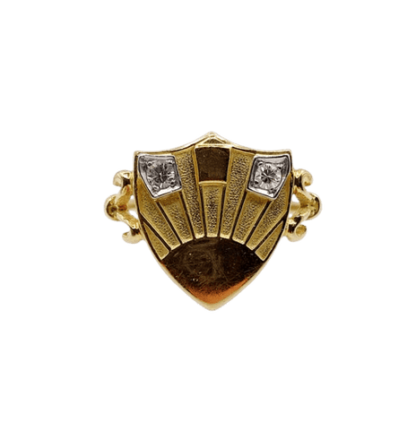 Bague 51 Bague chevalière blason vintage en or 18k et platine, diamants 58 Facettes A06817