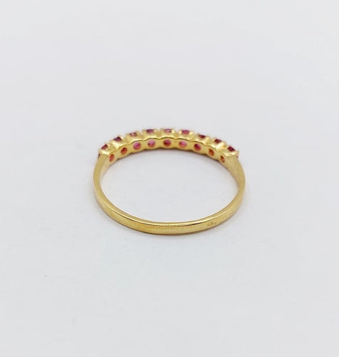 Bague 52 Demi-alliance vintage - Bague en or jaune 18k et rubis 58 Facettes A06819