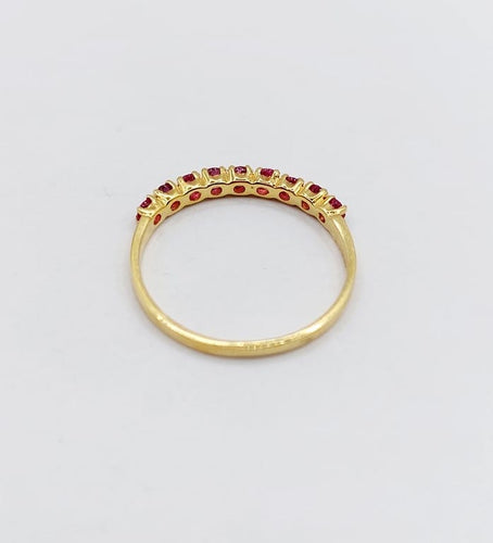 Bague 52 Demi-alliance vintage - Bague en or jaune 18k et rubis 58 Facettes A06819