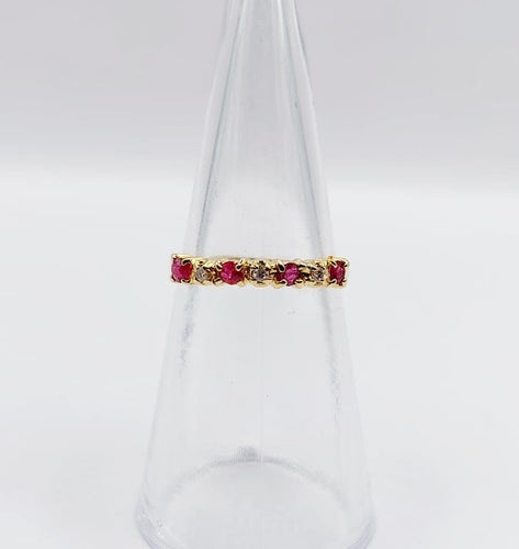 Bague 50 Demi-alliance vintage - Bague en or jaune 18k, rubis et diamants 58 Facettes A06820