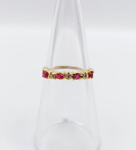 Bague 50 Demi-alliance vintage - Bague en or jaune 18k, rubis et diamants 58 Facettes A06820