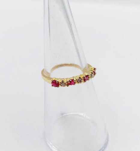 Bague 50 Demi-alliance vintage - Bague en or jaune 18k, rubis et diamants 58 Facettes A06820