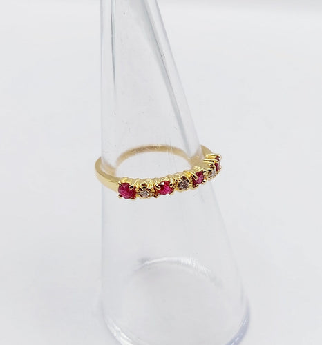 Bague 50 Demi-alliance vintage - Bague en or jaune 18k, rubis et diamants 58 Facettes A06820