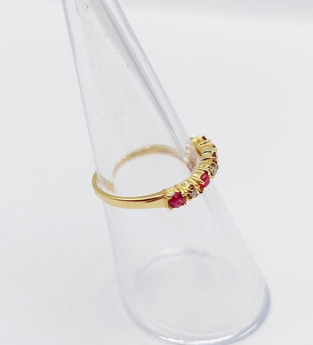 Bague 50 Demi-alliance vintage - Bague en or jaune 18k, rubis et diamants 58 Facettes A06820