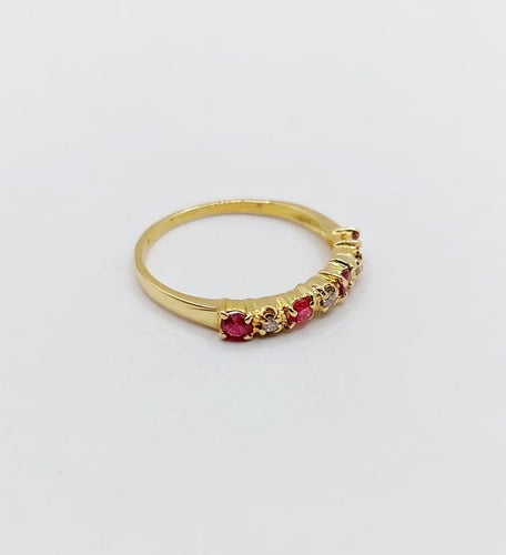 Bague 50 Demi-alliance vintage - Bague en or jaune 18k, rubis et diamants 58 Facettes A06820