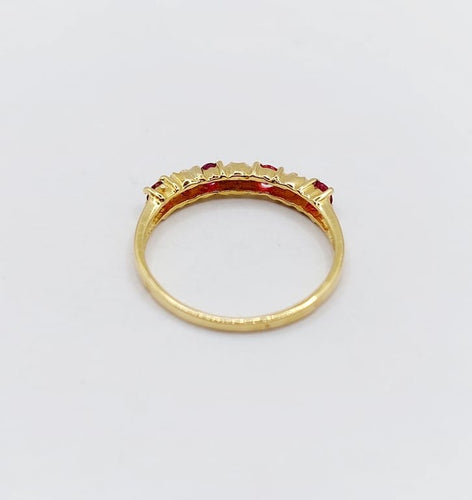 Bague 50 Demi-alliance vintage - Bague en or jaune 18k, rubis et diamants 58 Facettes A06820
