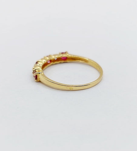 Bague 50 Demi-alliance vintage - Bague en or jaune 18k, rubis et diamants 58 Facettes A06820