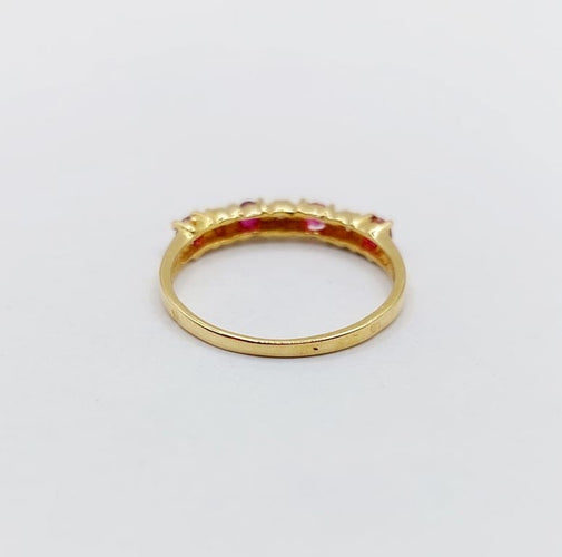 Bague 50 Demi-alliance vintage - Bague en or jaune 18k, rubis et diamants 58 Facettes A06820