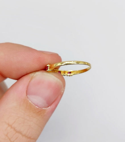 Bague 50 Demi-alliance vintage - Bague en or jaune 18k, rubis et diamants 58 Facettes A06820