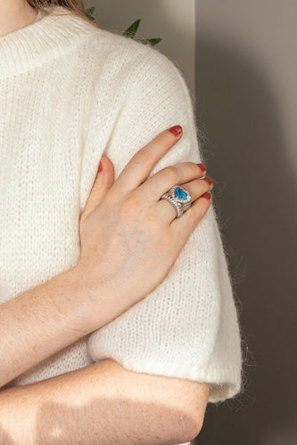 Bague 55 Bague Or blanc Topaze, Diamant 58 Facettes 4815678CN