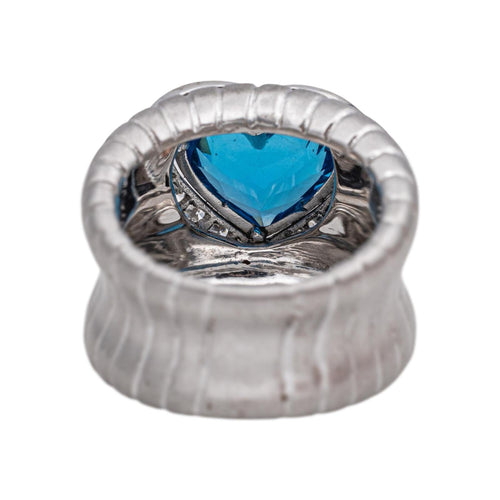 Bague 55 Bague Or blanc Topaze, Diamant 58 Facettes 4815678CN