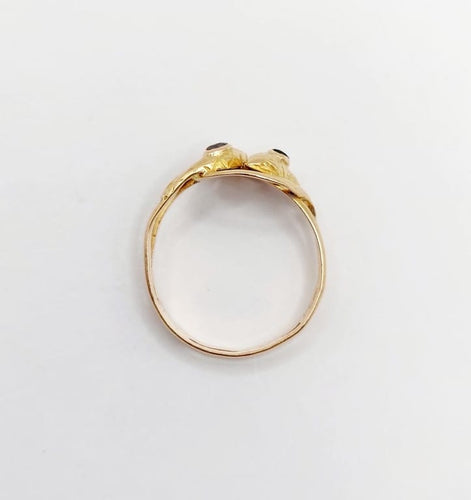 Bague 51 Bague serpent antique en or rose 18k avec verres rouges et verts 58 Facettes A06821
