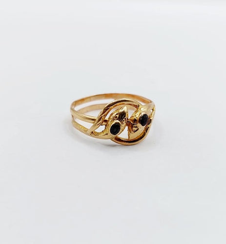 Bague 51 Bague serpent antique en or rose 18k avec verres rouges et verts 58 Facettes A06821