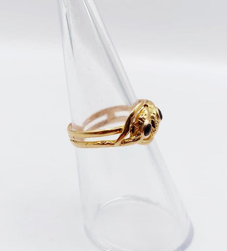 Bague 51 Bague serpent antique en or rose 18k avec verres rouges et verts 58 Facettes A06821