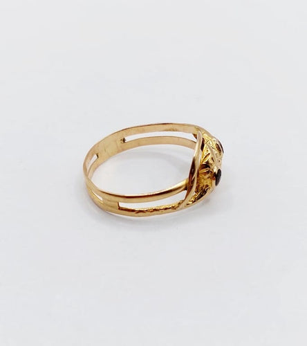 Bague 51 Bague serpent antique en or rose 18k avec verres rouges et verts 58 Facettes A06821