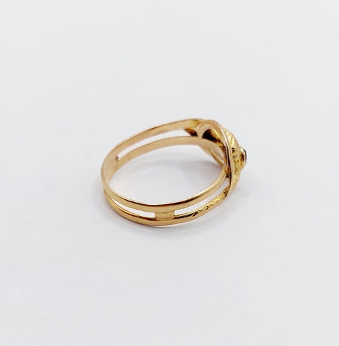 Bague 51 Bague serpent antique en or rose 18k avec verres rouges et verts 58 Facettes A06821