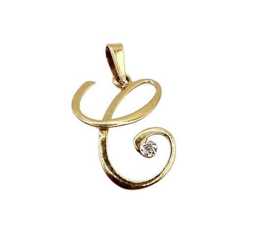 Pendentif Pendentif lettre C vintage en or jaune 18k et diamant 58 Facettes A06826