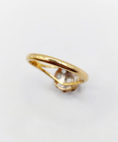 Bague 54.5 Bague marguerite antique en or 18k et platine, diamants taille rose 58 Facettes A06827