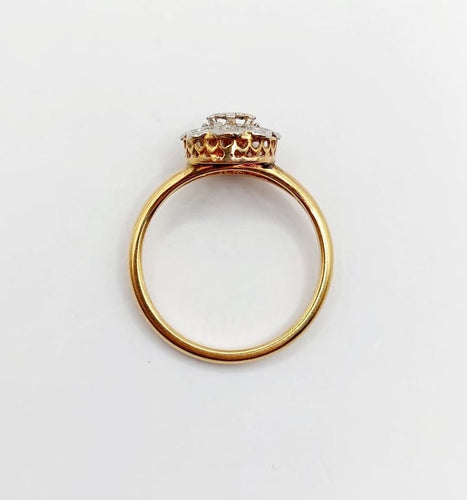 Bague 54.5 Bague marguerite antique en or 18k et platine, diamants taille rose 58 Facettes A06827
