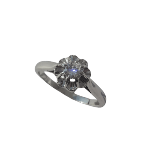 Bague 53 Bague solitaire diamant taille brillant en or blanc 18 ct et platine 58 Facettes Bague