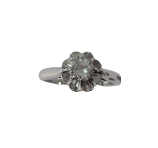 Bague 53 Bague solitaire diamant taille brillant en or blanc 18 ct et platine 58 Facettes Bague