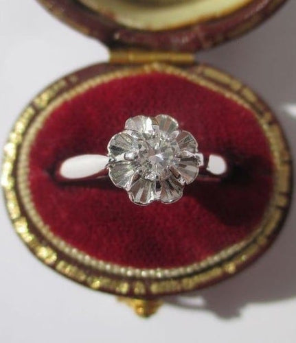 Bague 53 Bague solitaire diamant taille brillant en or blanc 18 ct et platine 58 Facettes Bague