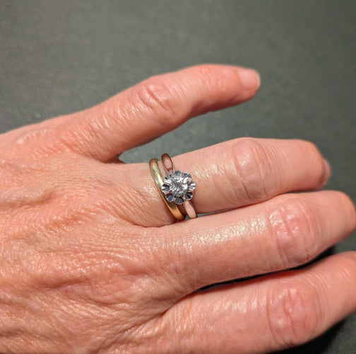 Bague 53 Bague solitaire diamant taille brillant en or blanc 18 ct et platine 58 Facettes Bague