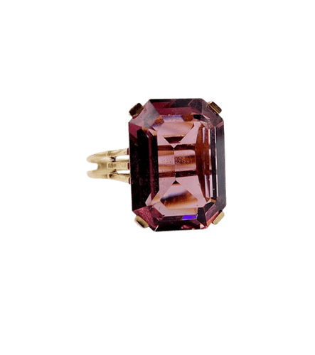 Bague 49.5 Bague cocktail vintage - Bague en or 18k et verre violet 58 Facettes A06830