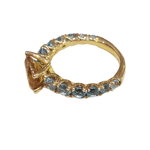 Bague 52 Bague - Citrine et topazes en or rose 18 carats 58 Facettes S338
